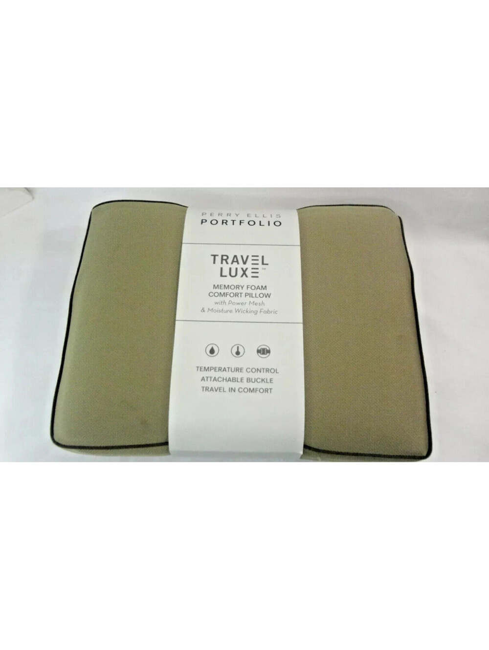 Perry Ellis Portfolio Travel Luxe Memory Foam Travel Pillow with Buckle  *READ*